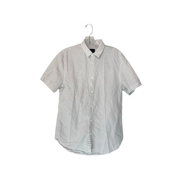 Armani‎ Exchange Men's Button Up Shirt Black White Polka Dot Short Sleeve Small - Picture 1 of 12